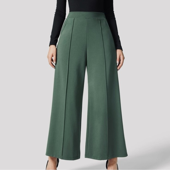 Halara High Waisted Wide Leg Stretchy Knit Casual Soft Pants With Pockets New! - Picture 1 of 16